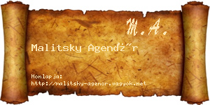 Malitsky Agenór névjegykártya